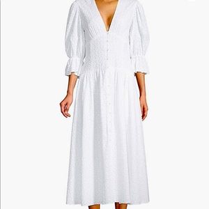 NWT Rebecca Taylor embroidered midi dress M white